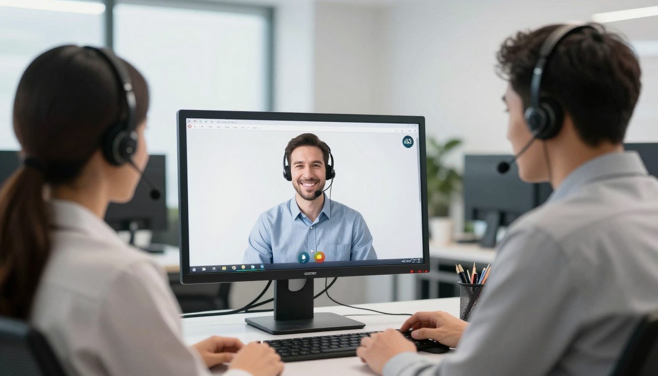 Technical support team assisting Hunter 4025 user via video call Technical support team assisting Hunter 4025 user via video call