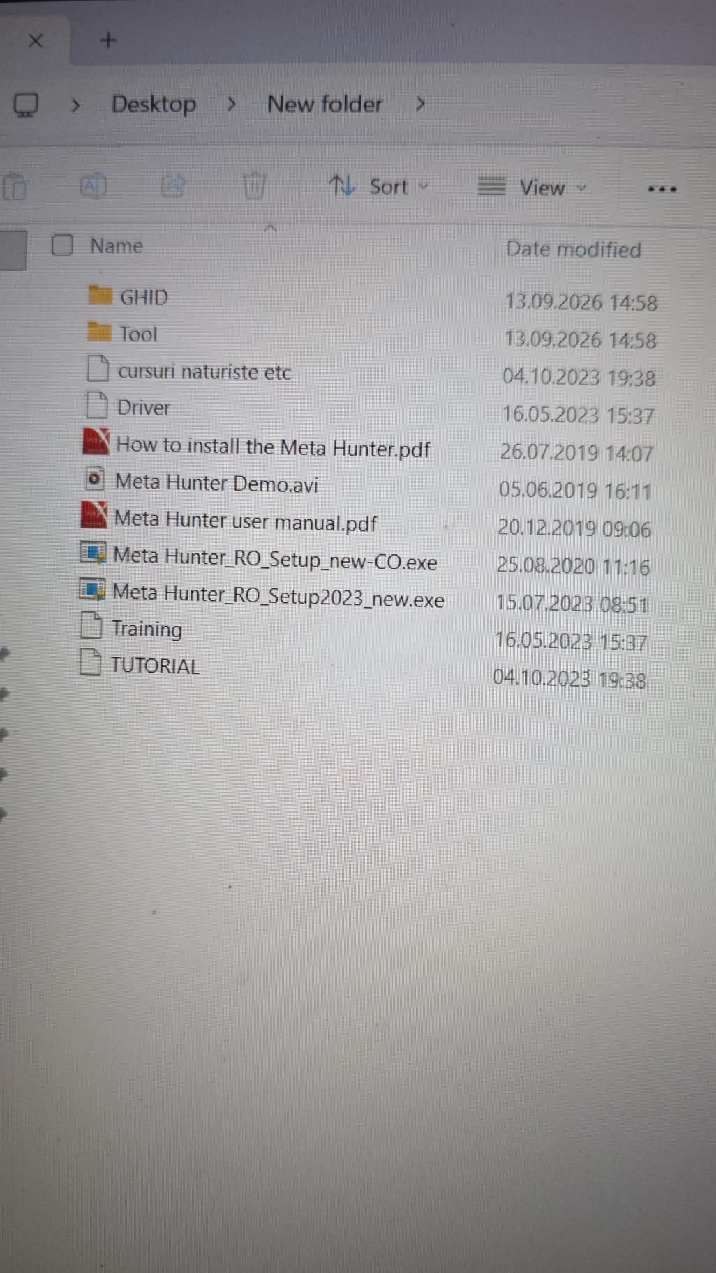 2026-9-13 Meta Hunter device: software not working / corrupted software drive 3 Meta Hunter software corrupted drive